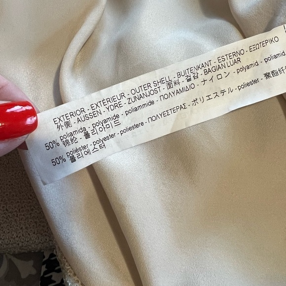 Zara Basic Size Large Cream Sequin Elbow Length Jacket Blazer Neutral Wedding - Picture 10 of 11